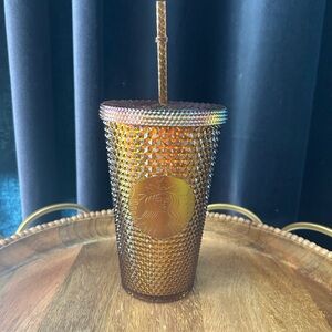 Starbucks Rainbow Iridescent Gold Tumbler 16oz -Special Edition 50th Anniversary